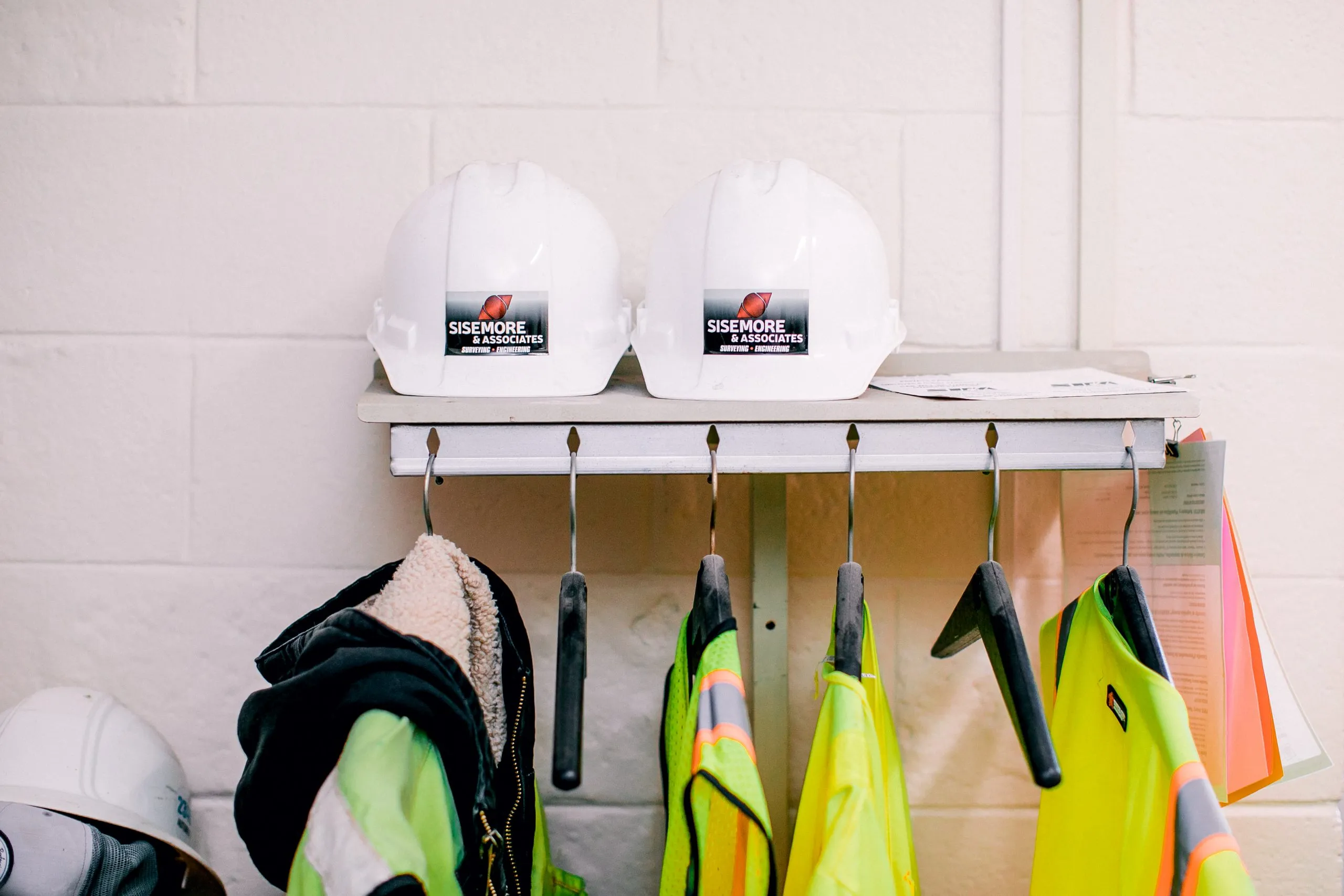 Construction safety equipment worn by an Oklahoma surveyor.