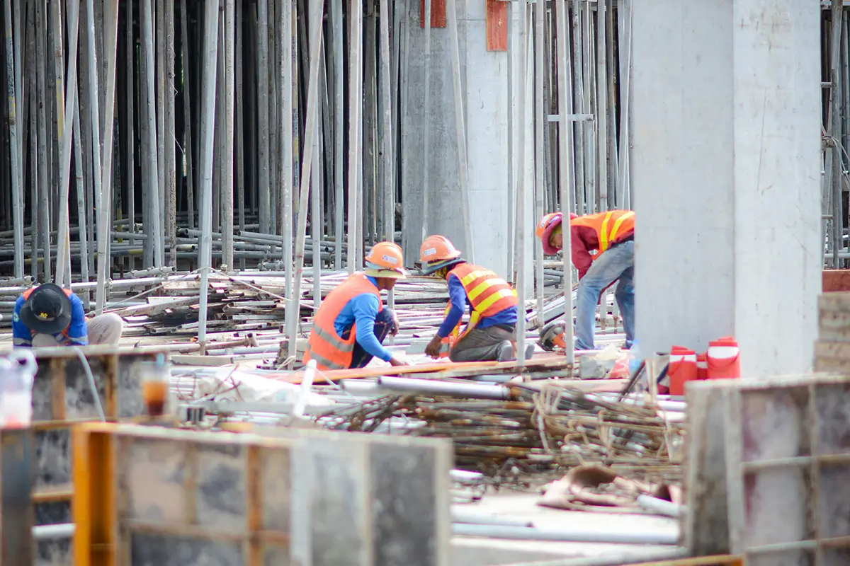 Construction workers working on a job site