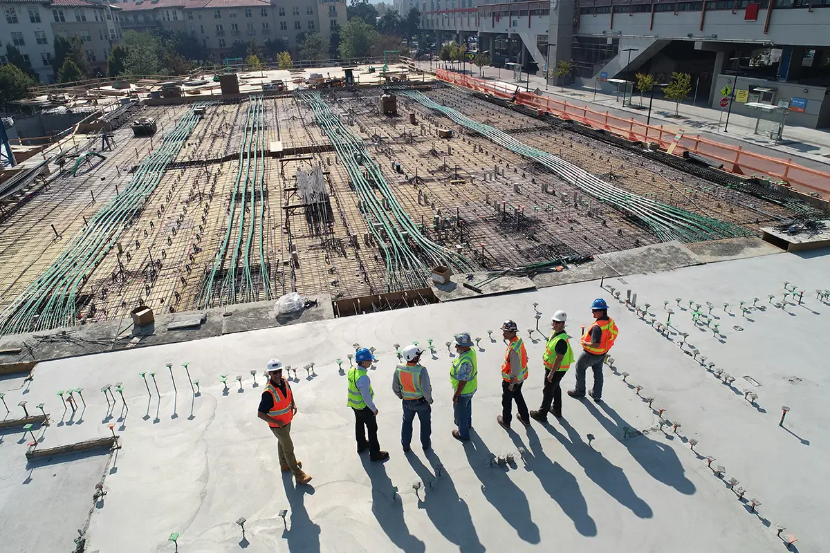How Are Drones Used in Construction? | Sisemore & Associates Construction site with structural steel and reinforcement work underway.